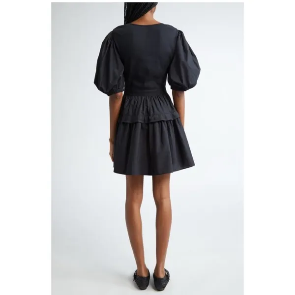 New! Ulla Johnson Tilda Mixed Media‎ Minidress in Black Sz Medium $390 - Image 2