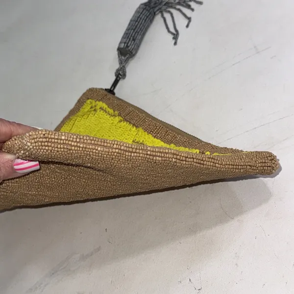Anthropologie Jasper & Jeera Y2K Gold Silver Sequin Beaded Clutch Evening Bag - Image 7