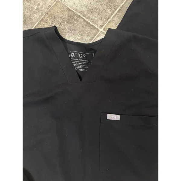 FIGS Catarina Top And Long Sleeve Shirt - Black Size Large - Image 4