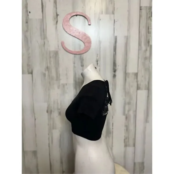 Backless laced black crop top size S - Image 2