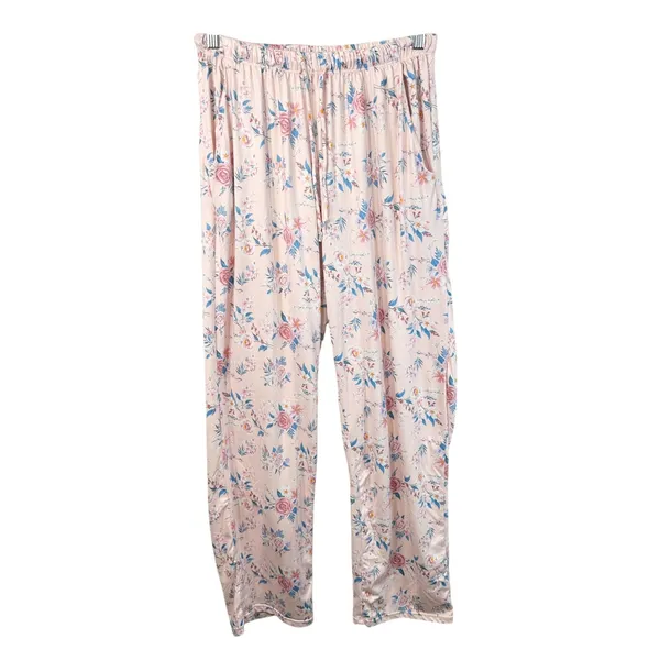 Catherine Malandrino Small Pajama Set Pink‎ Floral Short Sleeve Pants Soft 1698 - Image 2