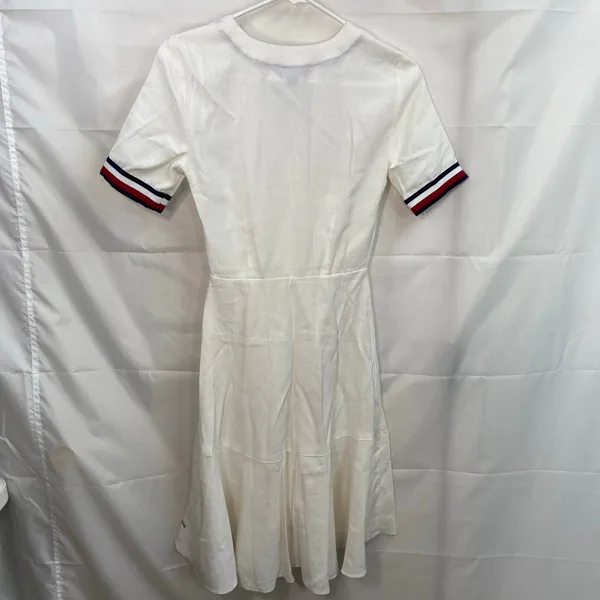 Tommy Hilfiger women's cream striped v-neck wrap vintage knee fit‎ flare dress - Image 9