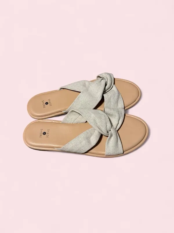 Shade & Shore Beige Knot-Detail Slide Sandals - Image 2