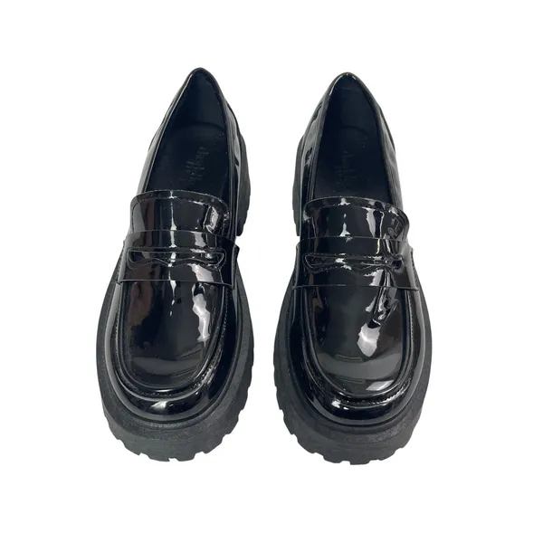 Charlotte Russe Black Panent Leather Slip On Platform Chunky Loafers Shoes Sz 7 - Image 2