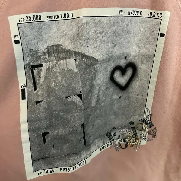 ZADIG & VOLTAIRE Upper Photoprint Graphic Heart Blush Pink Sweatshirt Size XS - Image 4