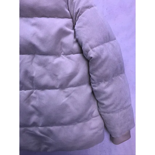 Sam Edelman Puffer Jacket Women Large Cream Corduroy Hooded Outerwear - Image 9