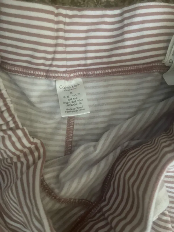 Calvin Klein Pink and White Striped Lounge Shorts - Image 2
