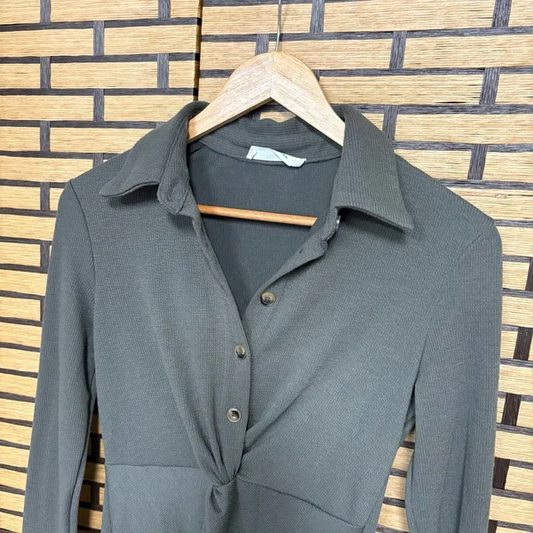 Showpo Olive Green‎ Shirt Dress Size 6 - Image 3