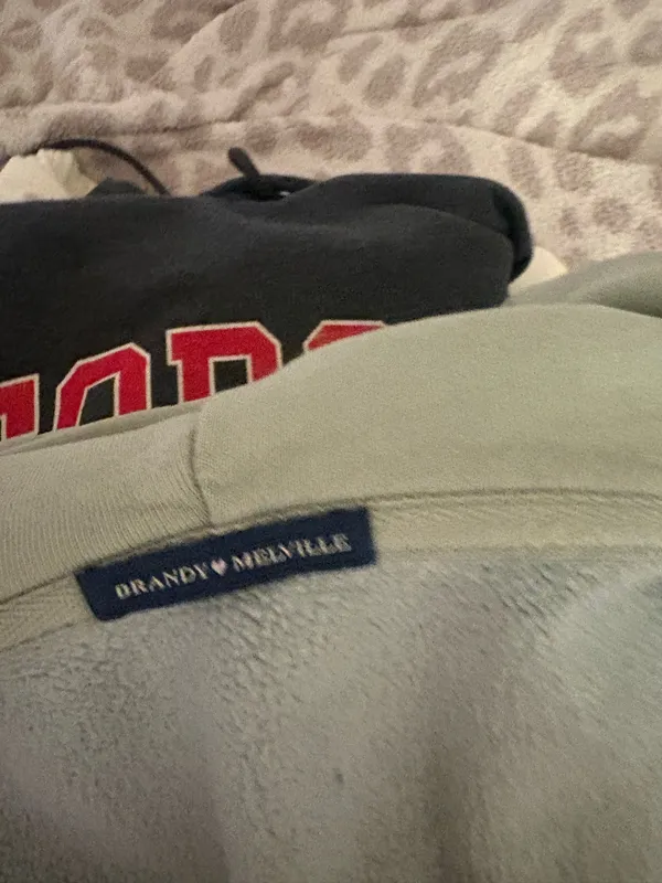 Brandy Melville Sage Green Zip-Up Hoodie - Image 3