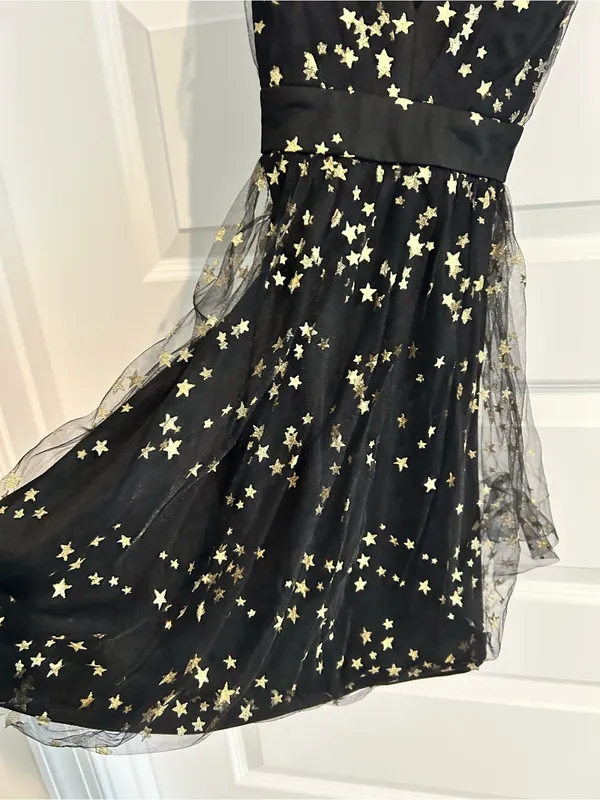 Lulus Favorite Moment Gold and Black Star Print Skater Dress Size S - Image 4