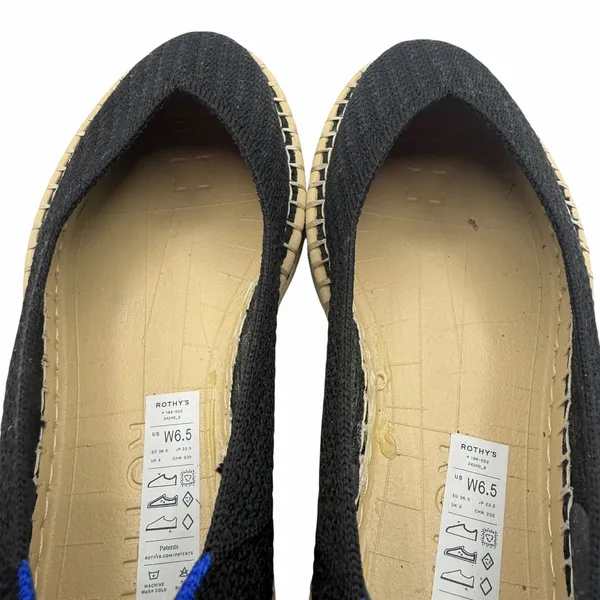 Rothy’s The Espadrille Flat in Black Boardwalk Knit Size 6.5 Jute‎ Sole Slip On - Image 8