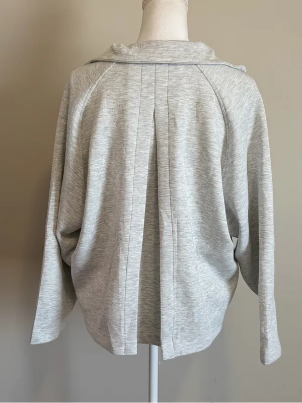 ZENANA Premium scuba full zip jacket in Heather gray size large relaxed fit - Image 4
