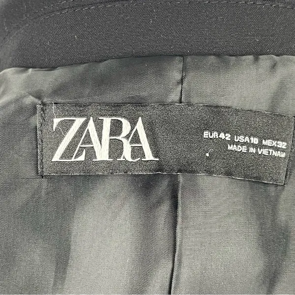 Zara Single Breasted Black Long Classic Fit Blazer Jacket Shoulder Pads Size 10 - Image 12