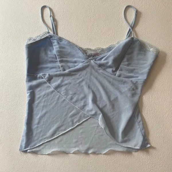Edikted Blue Lace Mesh Wrap Cami Top Size Small Y2K Fairy Grunge - Image 3