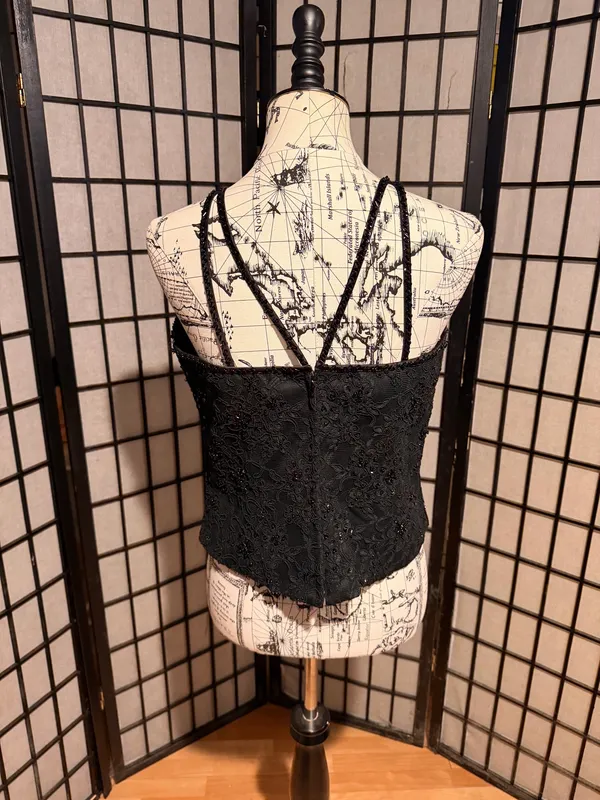 Forever Yours Vintage Embellished Beads Formal Evening corset crop top cami goth - Image 2