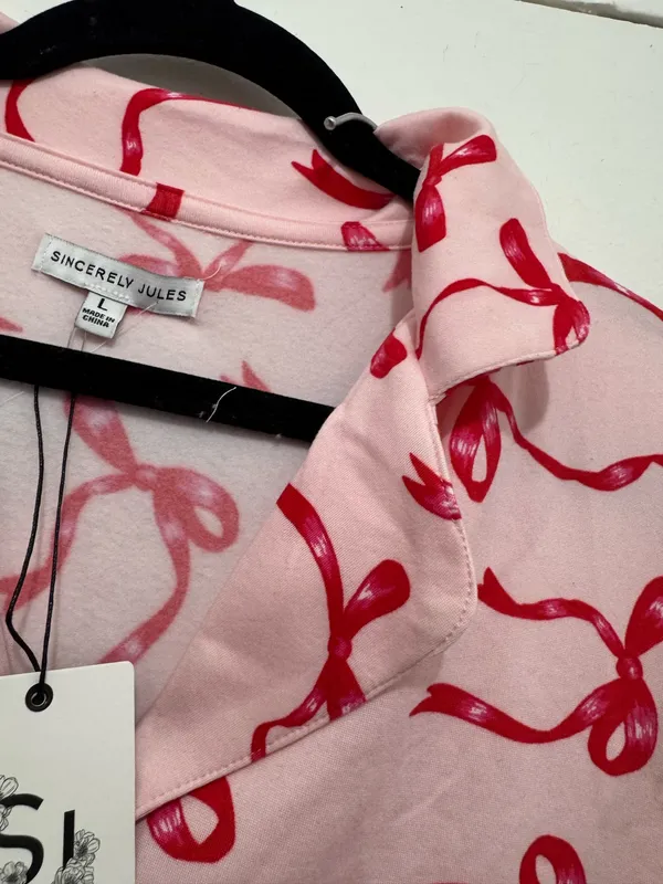 Sincerely Jules bow print cozy luxe pajama set size L - Image 5