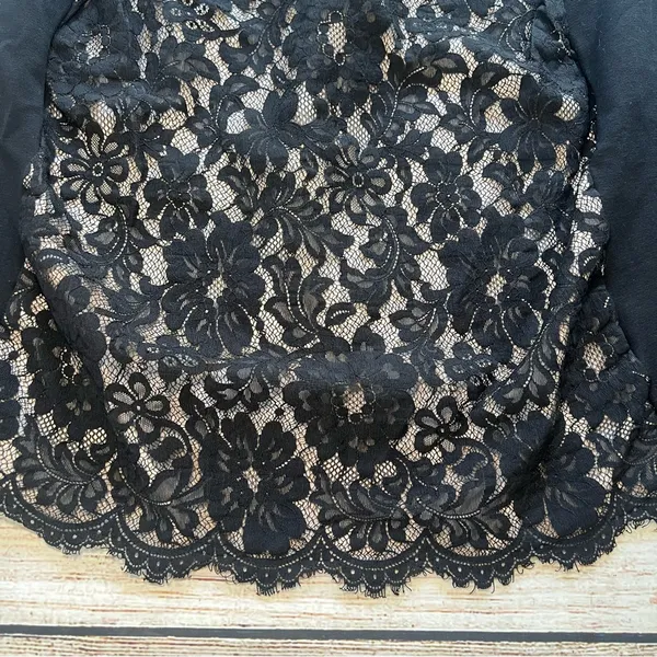 Boston Proper Black Lace Overlay‎ Cocktail Midi Dress Womens Medium Whimsigoth - Image 2