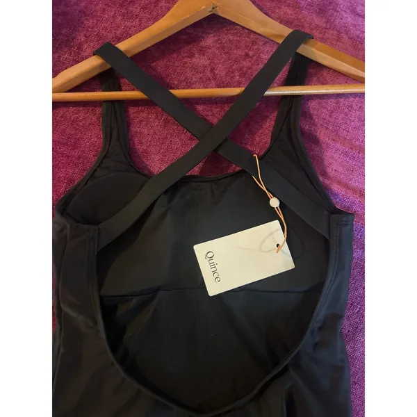QUINCE Italian Cross Back One Piece Swimsuit MINIMALIST NWT Black Size Small S - Image 4