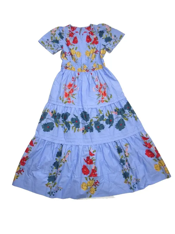 NWT Anthropologie Somerset Maxi in Violet Blue Floral Cotton Tiered Dress S - Image 3