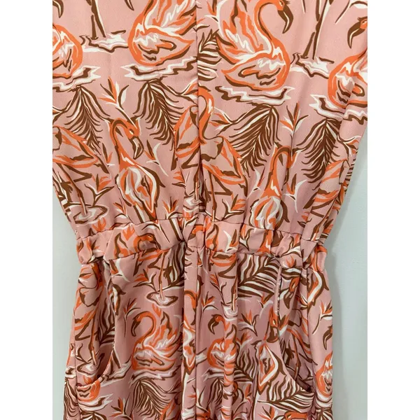 Pink Flamingo Tropical Romper Retro Vacation Outfit XS - Image 2