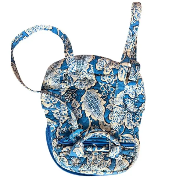 Vera Bradley Blue Lagoon Indian Block Print Floral Quilted Back Pack 12x10 - Image 2
