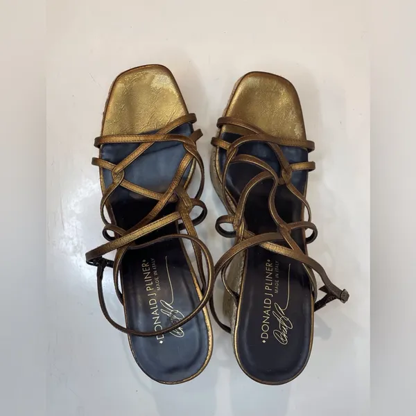 Donald J. Pliner Women’s Shaba Bronze‎ Straps Platform Wedge Sandals Size 7.5 - Image 3