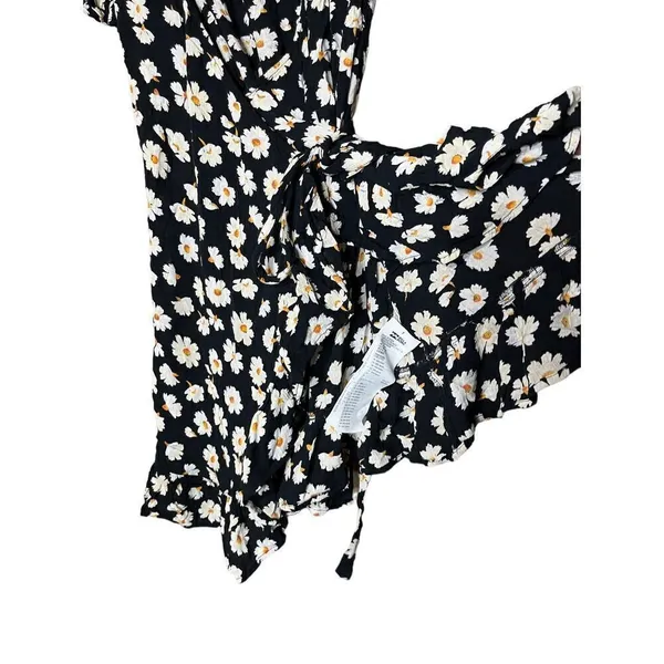 Billabong Black‎ Flower Print Wrap Mini Dress Size Small - Image 6