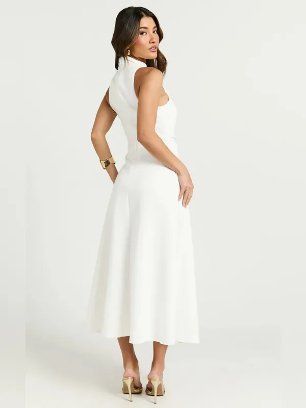 Showpo White High Neck Sleeveless Maxi Dress - Image 2