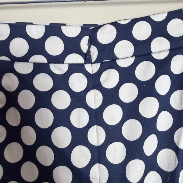 J.Crew Pencil Skirt Workwear Preppy Polka Dot Stretch Cotton Navy Cream Size 4 - Image 5