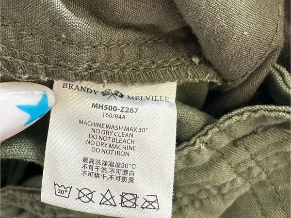 Brandy Melville Olive Green Cargo Pants Utility Straight Leg OS - Image 7