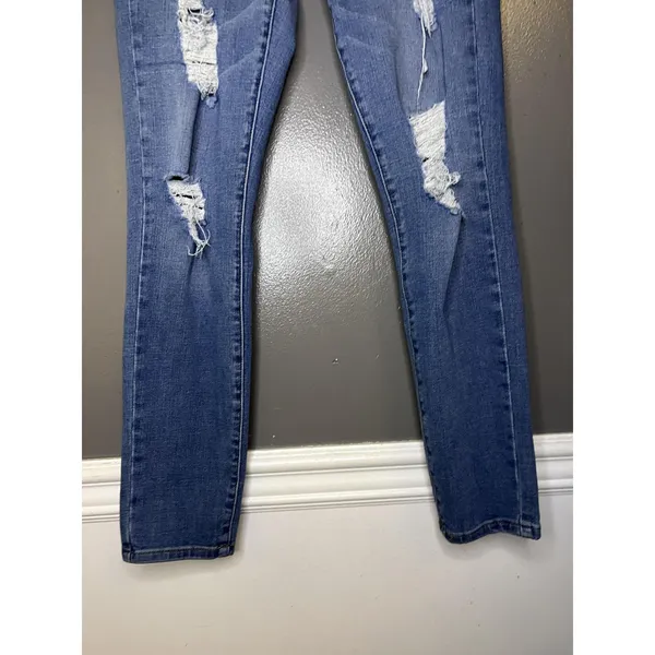 Aero High Rise Jegging Jeans Womens 8 Medium Wash Distressed Stretch Denim - Image 3