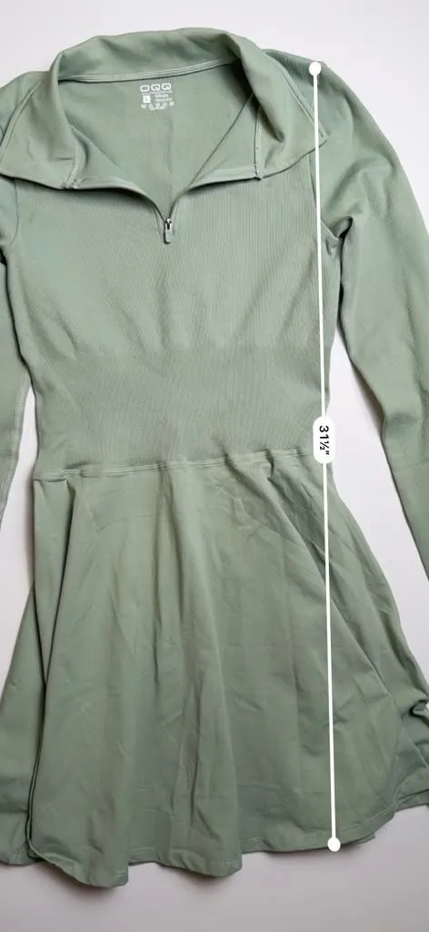 Women's Long Sleeve Sports Athletic Dress Quarter Zip Neck Sea Moss Green - Image 4