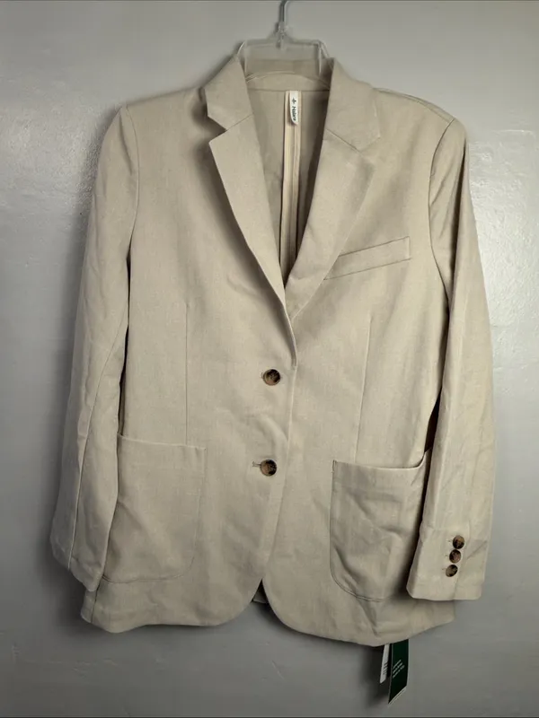 HALARA collar, long sleeve work linen- feel blazer with pockets size extra small - Image 5