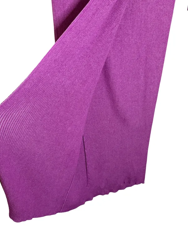 Free People Borderline Knit Wrap Midi Skirt Pink Ribbed Side Tie Slit Large NWOT - Image 7