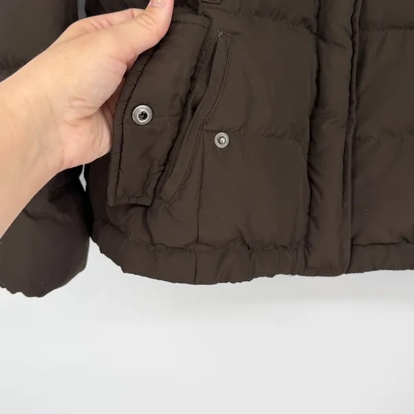 Hollister Brown 50% Down Puffer Jacket Coat‎ HCO Logo Full Zip L Y2K - Image 4