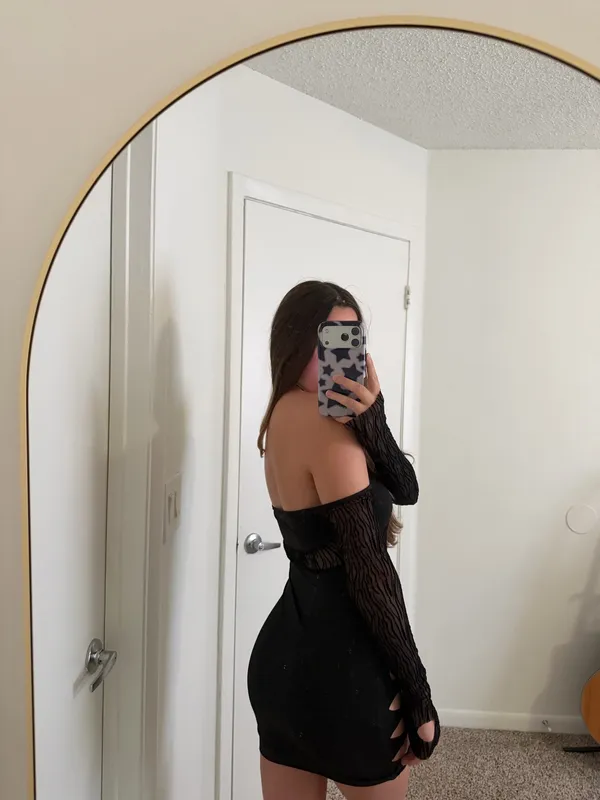Amazon Black Cut-Out Mini Dress - Image 2