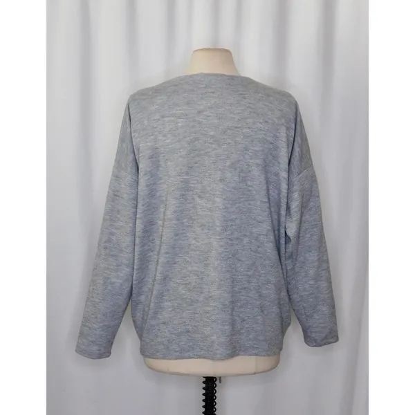 ZARA Heathered Gray Cinched Sweater V Neck Pullover Cinchable Cinched Top Large - Image 8