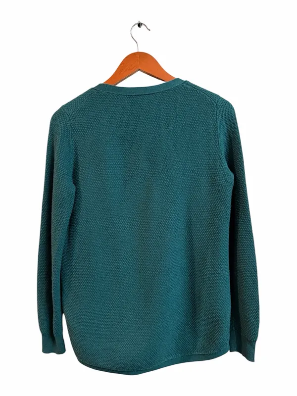 Madewell Teal Textured Knit Crossover Hem Sweater S - Image 2