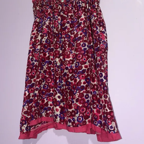 Free People Silk Babydoll Sundress Women L Pink Smocked Boho Preppy Beach Resort - Image 3