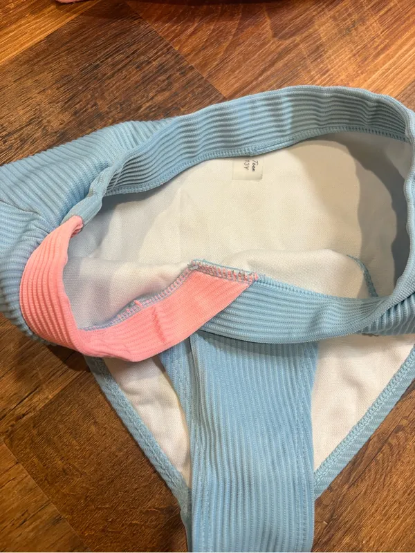 Ribbed Bikini Set - Pink & Light Blue - Image 6