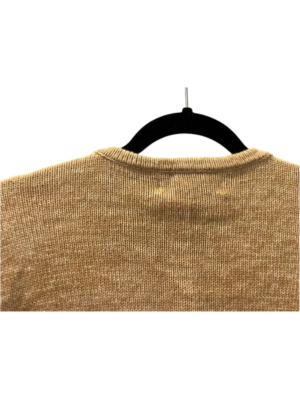 VTG Tiara International Christmas Sweater Cardigan L Tan Knit Snowman Tree Ugly - Image 7