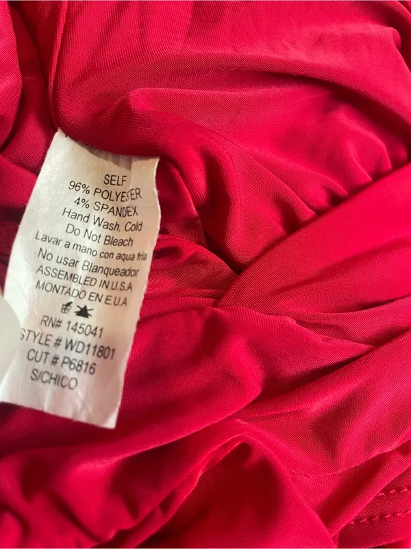 Red Long one Sleeve Ruched V-Neck Maxi Dress - Image 4