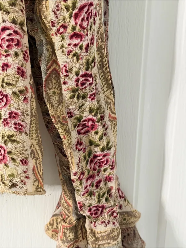 Angie Beige Floral Lace-Up Blouse - Image 4