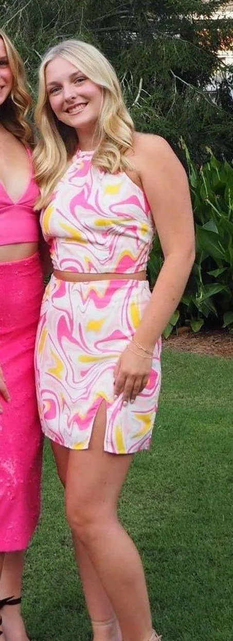 pink And Yellow Swirl Skirt Set - Image 6