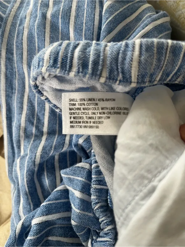 A New Day Blue White Striped Linen Blend Wide Leg Pants Medium Coastal Euro Summer Beachy - Image 6