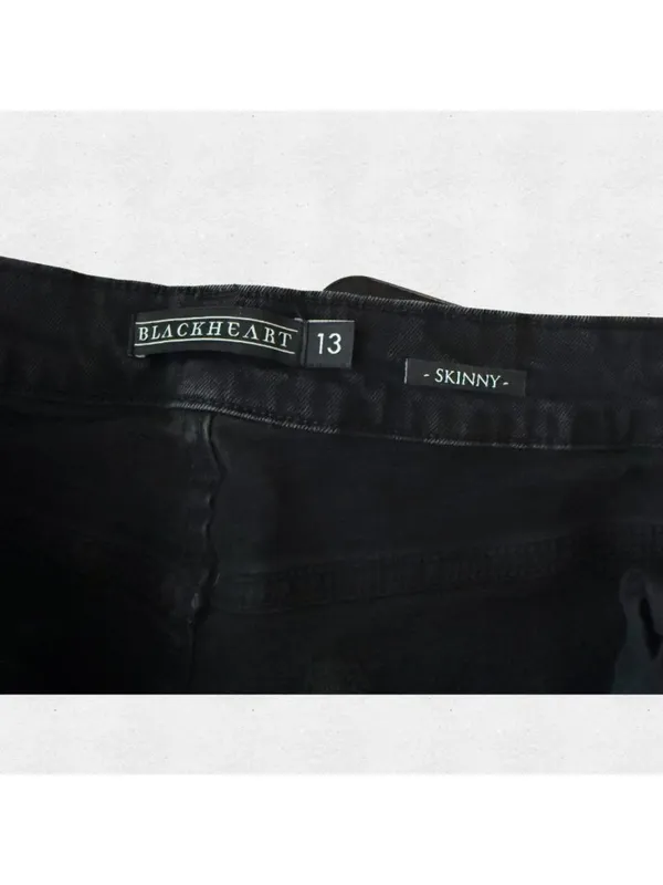 Faded Black Silver Hook Midrise Skinny Jeans Blackheart 13 10 Edgy Punk Goth Alt - Image 8