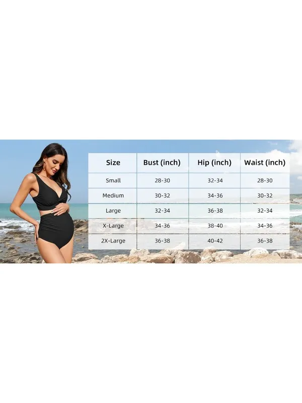 Maternity Swimsuit Bikini High Waisted Pregnancy Bathing Suit Two Piece SMALL - Image 8