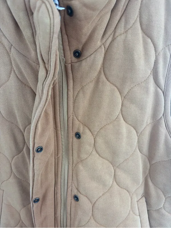 Calia quilted full zip snap front vest camel tan women’s S cozy chic - Image 4