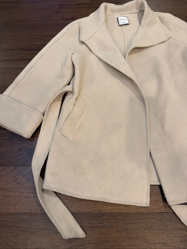 MOTF Cream Belted Trench Coat 3/4 Sleeve Size XS - C19-106 - Image 3