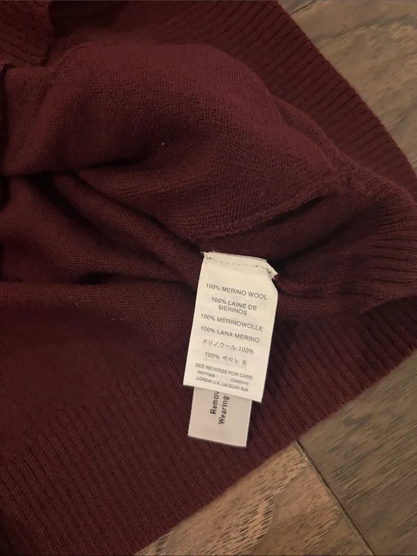 New with Tags JCrew Merino Wool Burgundy Cardigan Sz M - Image 7